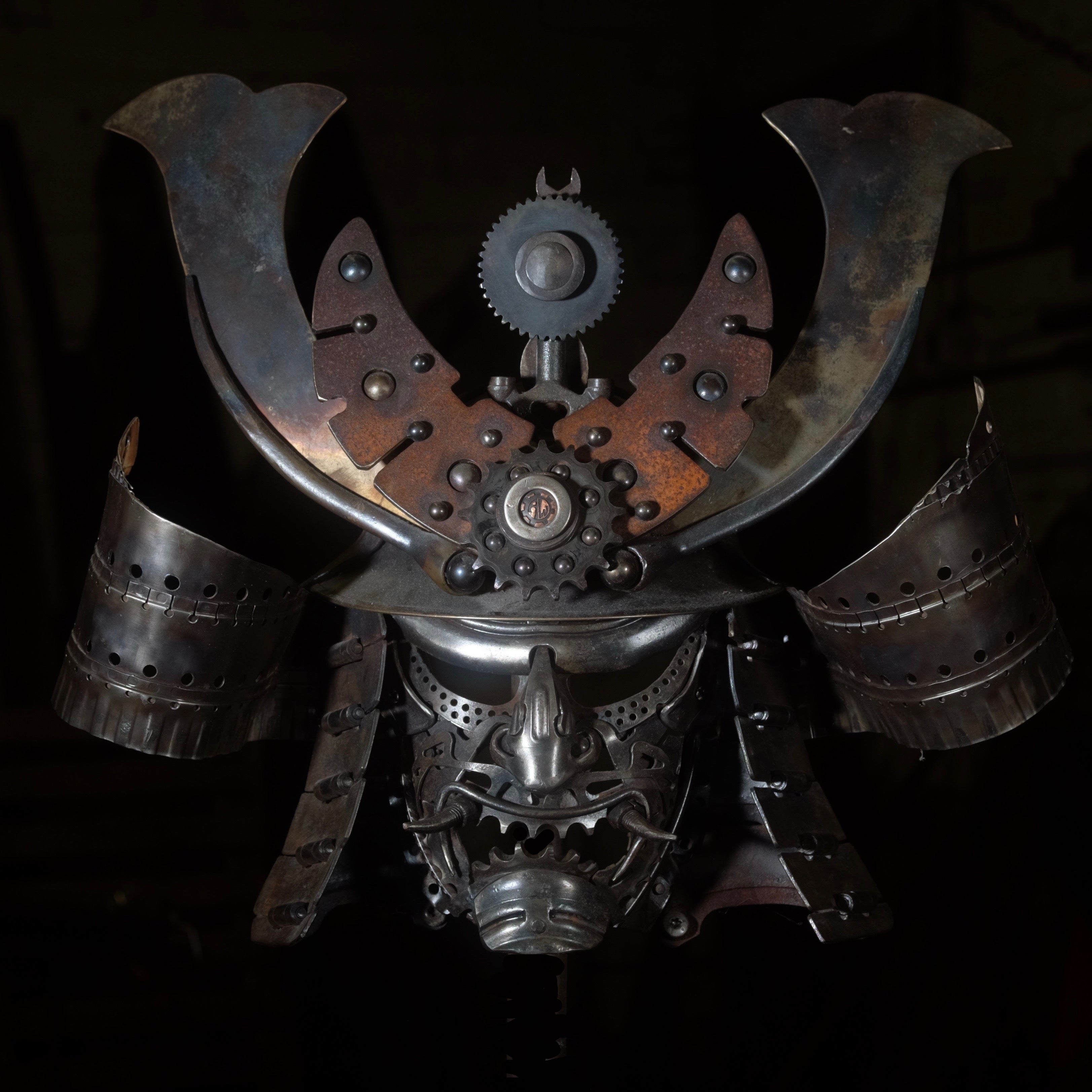 Wall mounted sculptural Samurai warrior mask